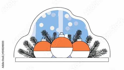 Festive Christmas Baubles on Windowsill