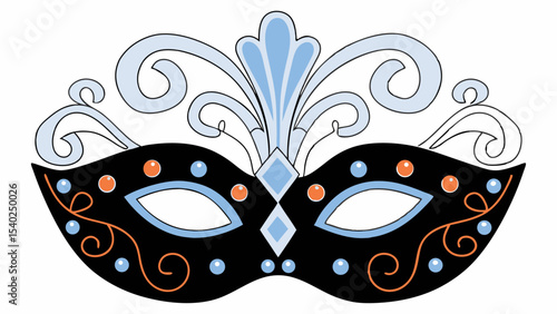 Elegant Black and Blue Mardi Gras Mask