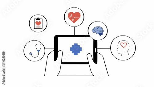 Telemedicine App Interface with Health Icons