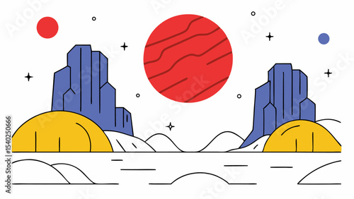 Alien Landscape with Red Planet