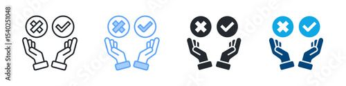 Decision Icon Set Multiple Style. Design In Outline, Blue, Glyph, Dual Tone