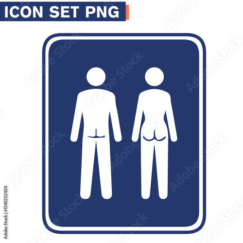 set icon icona nudisti cartello alert allerta beach spiaggia illustrazione fondo trasparente arancione e blu color