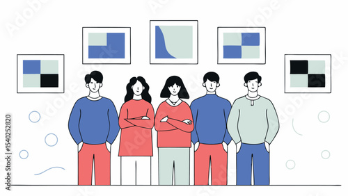 Team of Diverse People Admiring Modern Art