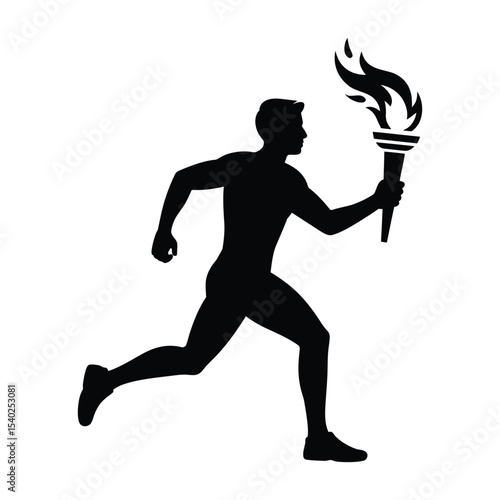 Silhouette of Runner Carrying a Torch