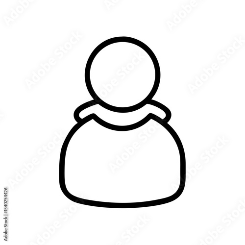 Minimalist Single User Profile Icon – Black Line Silhouette of Person on White Background for Account Creation, Login Page, Avatar Placeholder, Identity Symbol, Web and App Interface Design