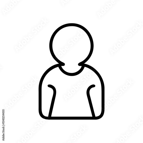 Minimalist Single User Profile Icon – Black Line Silhouette of Person on White Background for Account Creation, Login Page, Avatar Placeholder, Identity Symbol, Web and App Interface Design