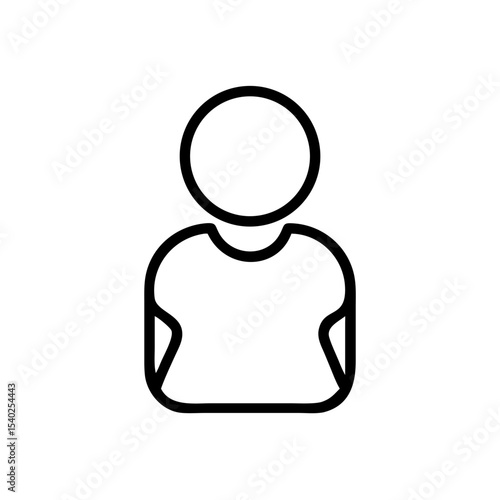 Minimalist Single User Profile Icon – Black Line Silhouette of Person on White Background for Account Creation, Login Page, Avatar Placeholder, Identity Symbol, Web and App Interface Design