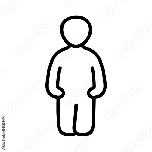 Minimalist Single User Profile Icon – Black Line Silhouette of Person on White Background for Account Creation, Login Page, Avatar Placeholder, Identity Symbol, Web and App Interface Design