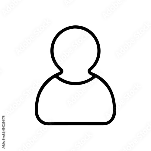 Minimalist Single User Profile Icon – Black Line Silhouette of Person on White Background for Account Creation, Login Page, Avatar Placeholder, Identity Symbol, Web and App Interface Design