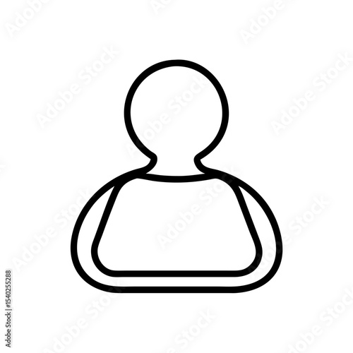 Minimalist Single User Profile Icon – Black Line Silhouette of Person on White Background for Account Creation, Login Page, Avatar Placeholder, Identity Symbol, Web and App Interface Design