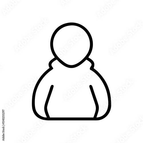 Minimalist Single User Profile Icon – Black Line Silhouette of Person on White Background for Account Creation, Login Page, Avatar Placeholder, Identity Symbol, Web and App Interface Design