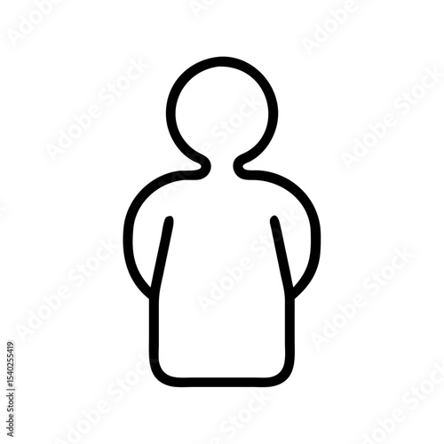 Minimalist Single User Profile Icon – Black Line Silhouette of Person on White Background for Account Creation, Login Page, Avatar Placeholder, Identity Symbol, Web and App Interface Design