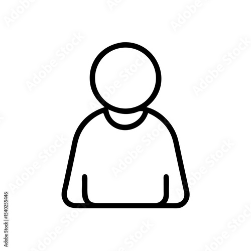 Minimalist Single User Profile Icon – Black Line Silhouette of Person on White Background for Account Creation, Login Page, Avatar Placeholder, Identity Symbol, Web and App Interface Design