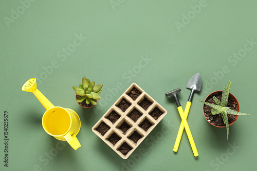 Seed tray with soil, potted...