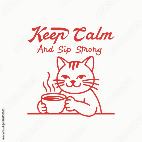 Cozy cat coffee moment, minimalist t shirt design