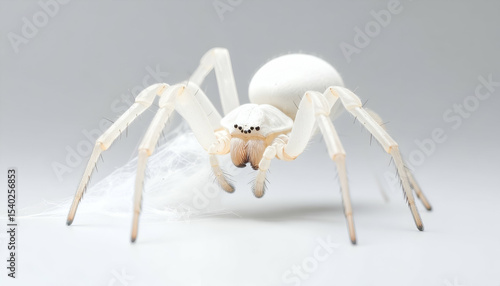 Closeup of White Spider on White Background