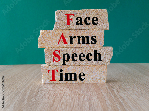 Photography The acronym FAST on brick blocks