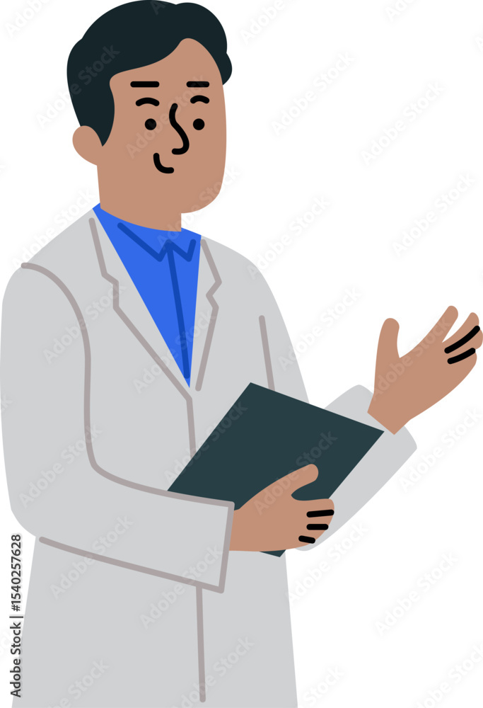 Doctor in a Lab Coat: A professional doctor in a lab coat is holding document to explain medical information with confident. Doctor in a Lab Coat: A professional doctor in a lab coat is holding document to explain medical information with confident.