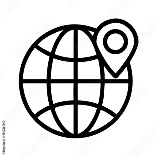 Globe with pin on transparent background for web and graphic design