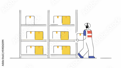 Warehouse Worker Moving Boxes