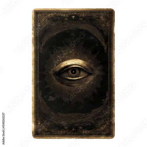 All-Seeing Eye Mystical Gold and Black Tarot Card Design