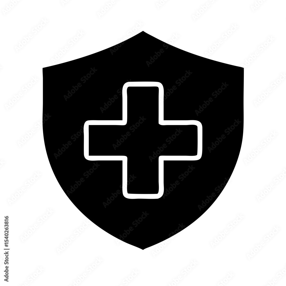Obraz premium Shield with medical cross on transparent background for web and graphic design