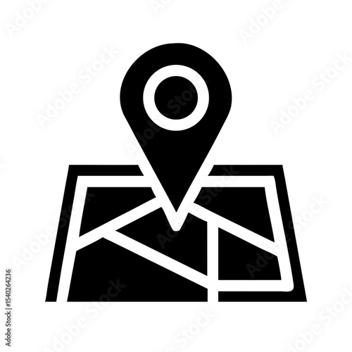 Silhouette map with location pin on transparent background for web and graphic design