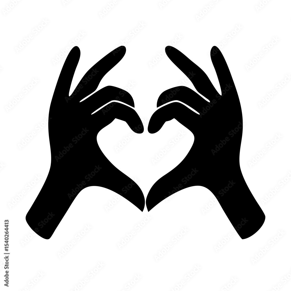 Obraz premium Silhouette protective hands with heart on transparent background for web and graphic design