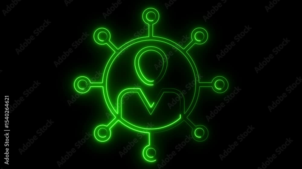 Neon glowing network icon animation on black background communication concept. Networking concept icon .4k Neon glowing network icon animation on black background communication concept. Networking concept icon .4k