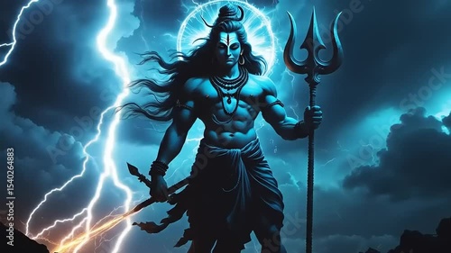 Lord Shiva with Stormy Sky, and Digital Art. (1)