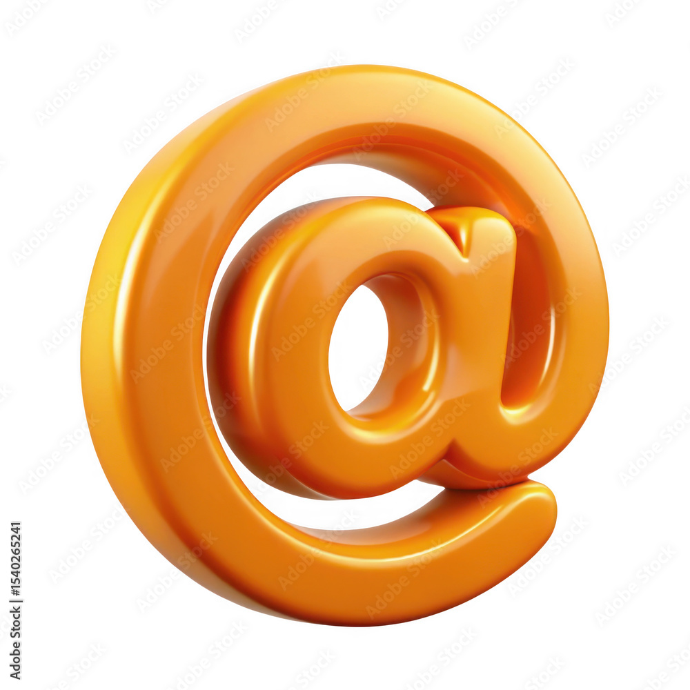 Fototapeta premium 3d orange at symbol isolated on transparent background