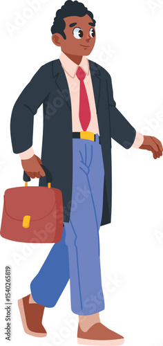 Corporate Stride: A business professional walks confidently, briefcase in hand, embodying a sense of purpose and ambition. This image is perfect for representing dedication, strategy.