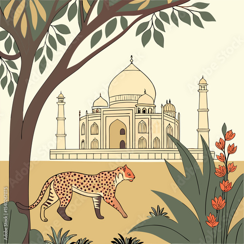 vector illustration of a giraffe in the park