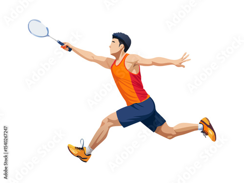 An active woman athlete jumps to hit a tennis ball, showing energy and success in the sport