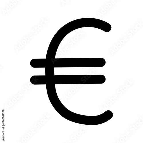 Handwritten black euro money symbol. Currency illustration symbol vector design. EUR.