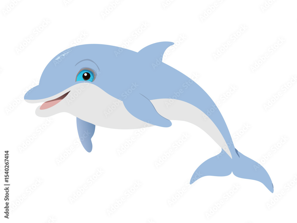 Fototapeta premium A dynamic vector illustration of a wild blue dolphin leaping from the ocean with a ball, embodying marine life and aquatic nature