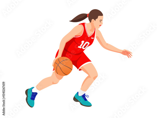 Energetic silhouette of a woman running and jumping with a ball, capturing the competitive spirit of a soccer player in action