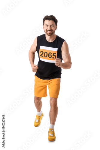 Sporty young man running ma...