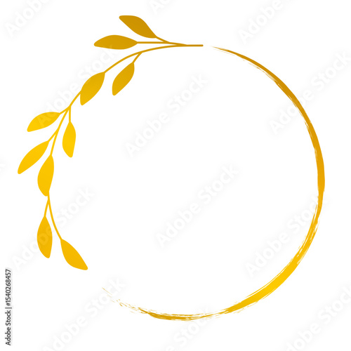 Golden leaf brush circle frame