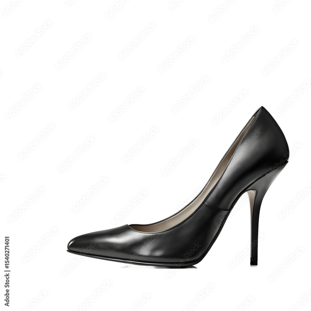 A high heel stiletto shoe in black leather, isolated on a empty plain background A high heel stiletto shoe in black leather, isolated on a empty plain background