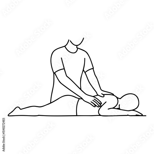 Massage therapist providing back massage to patient in wellness therapy session 