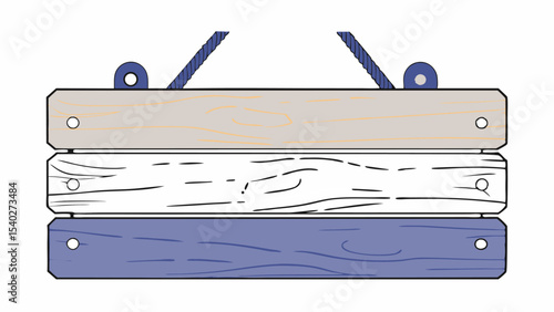 Blank Wooden Hanging Sign with Rope