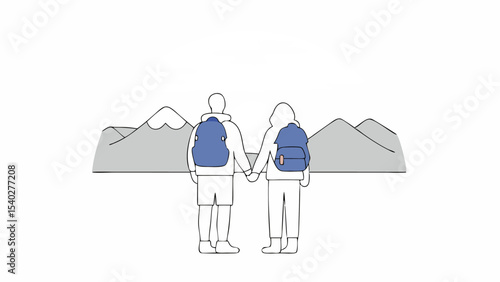 Couple Hiking in Mountains