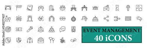 EVENT MANAGEMENT icon collection, with editable stroke. EVENT MANAGEMENT thin line icon set. Vector illustration.