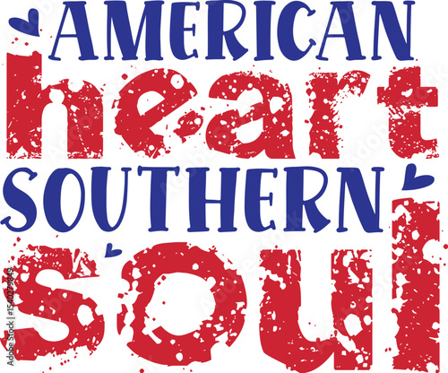 American heart southern soul design isolated on white background