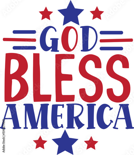 God bless america text with stars isolated on white background