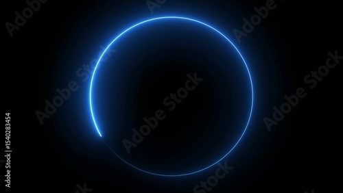 Foto Abstract blue neon circle glow against a dark black background representing technology digital elements and futuristic design concepts for graphic art purposes