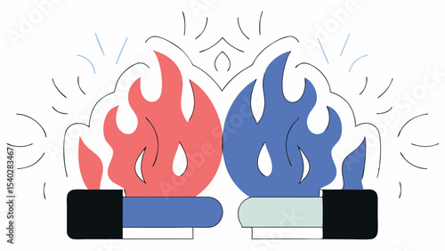 Abstract Flames, Dual Colors, Fire Concept