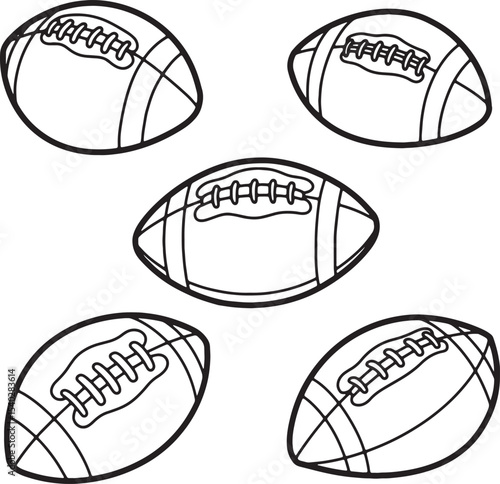 American Footballs Line Drawings, Clipart, Illustrations, Graphics, Images