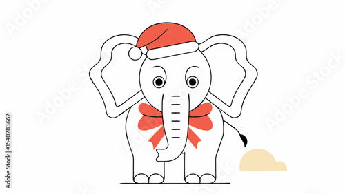 Cute Elephant in Santa Hat for Christmas